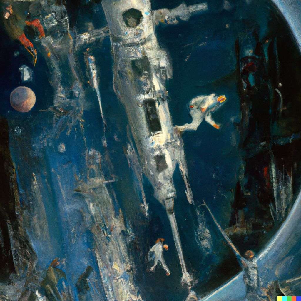 the discovery of gravity, very detailed painting by John Berkey